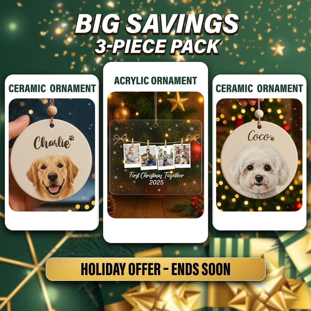 Pet & Family Set of 3 - Personalized Christmas Ornament - Faith In My Bag is a brand operated by Gemini Clothing LLC