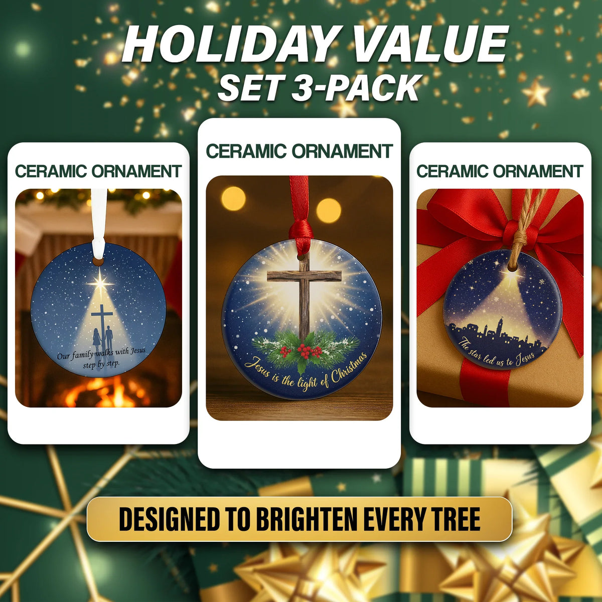 Christmas 3-Pack - Christmas Ornament - Faith In My Bag is a brand operated by Gemini Clothing LLC