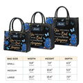 She Who Kneels Before God Romans 8 31 Personalized Christian Handbag - Faith In My Bag is a brand operated by Gemini Clothing LLC
