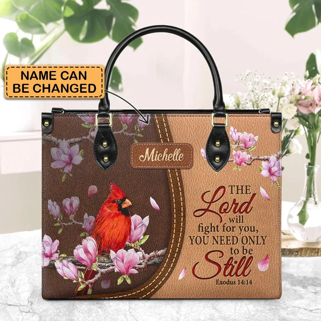 Lord Will Fight for You Exodus 14 14 Cardinal - Personalized Christian Handbag - Faith In My Bag is a brand operated by Gemini Clothing LLC