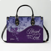 Personalized Christian Leather Handbag and Long Wallet Set – Custom Name, Faith-Inspired Gift for Women