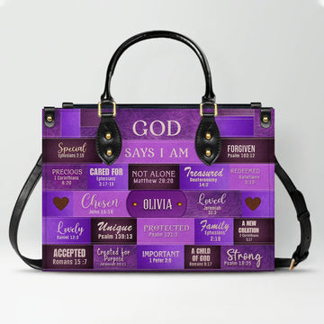 Christianartbag Handbags, God Says I Am Leather Handbag, Personalized Bags, Gifts for Women, Christmas Gift, CABLTB0117724.