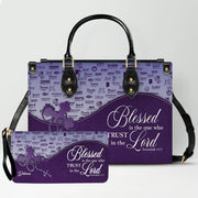 Personalized Christian Leather Handbag and Long Wallet Set – Custom Name, Faith-Inspired Gift for Women