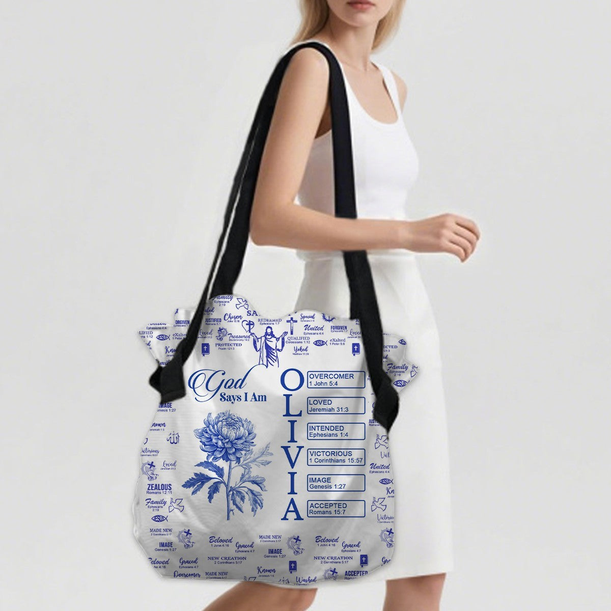 Large Oxford Fabric Shoulder Bag - Personalized Christian Handbag - Faith In My Bag is a brand operated by Gemini Clothing LLC