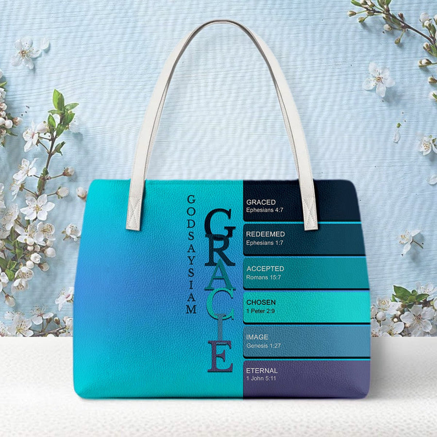 God Says I Am Name & Color with Bible Verses - Personalized Christian Handbag - Faith In My Bag is a brand operated by Gemini Clothing LLC