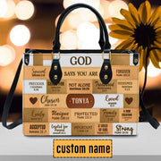 Personalized Christian Handbag - God Says I Am Leather Tote