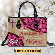 Christianartbag Handbags, Way Maker Miracle Worker Leather Handbag, Butterfly Pink Leather Handbag, Gifts for Women, CABLTB01311023.