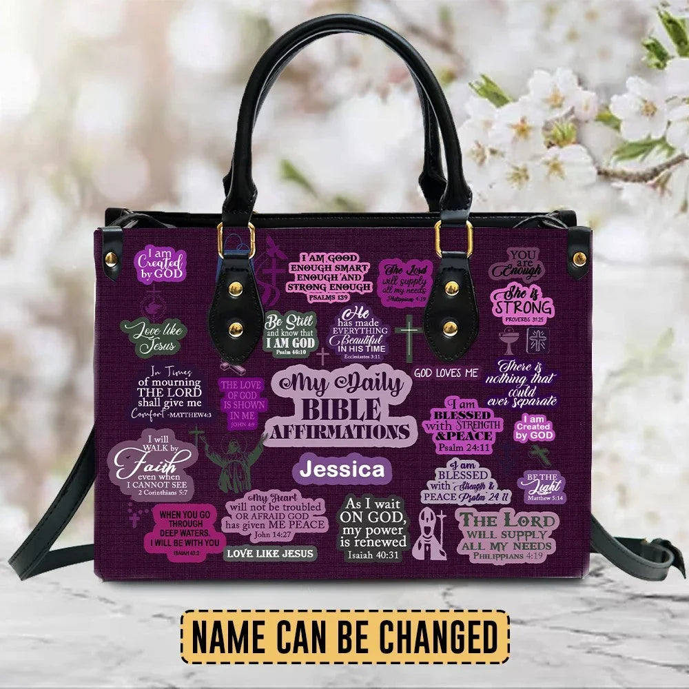 My Daily Bible Affirmations Purple - Personalized Christian Handbag - Faith In My Bag is a brand operated by Gemini Clothing LLC