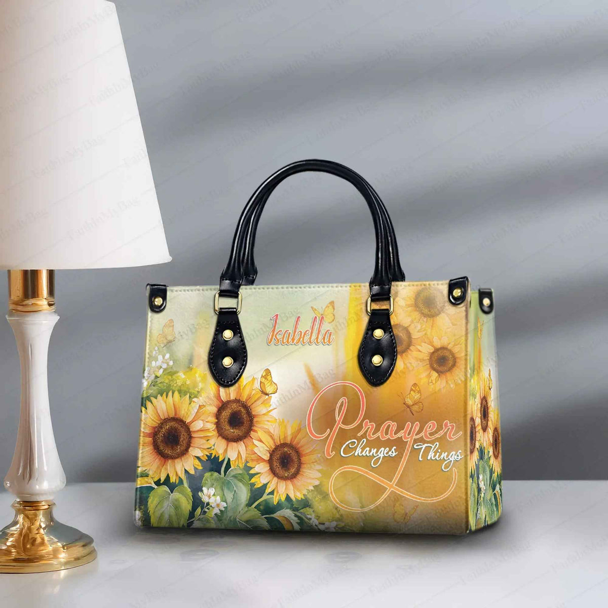 Prayer Changes Things Sunflower Personalized Christian Handbag