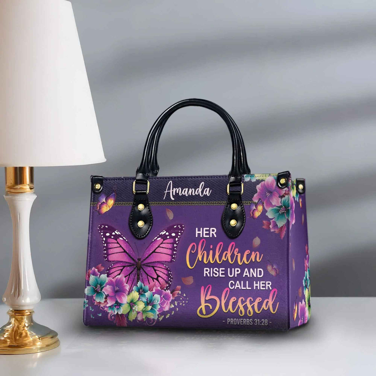 Her Children Rise Up and Call Her Blessed Personalized Christian Handbag