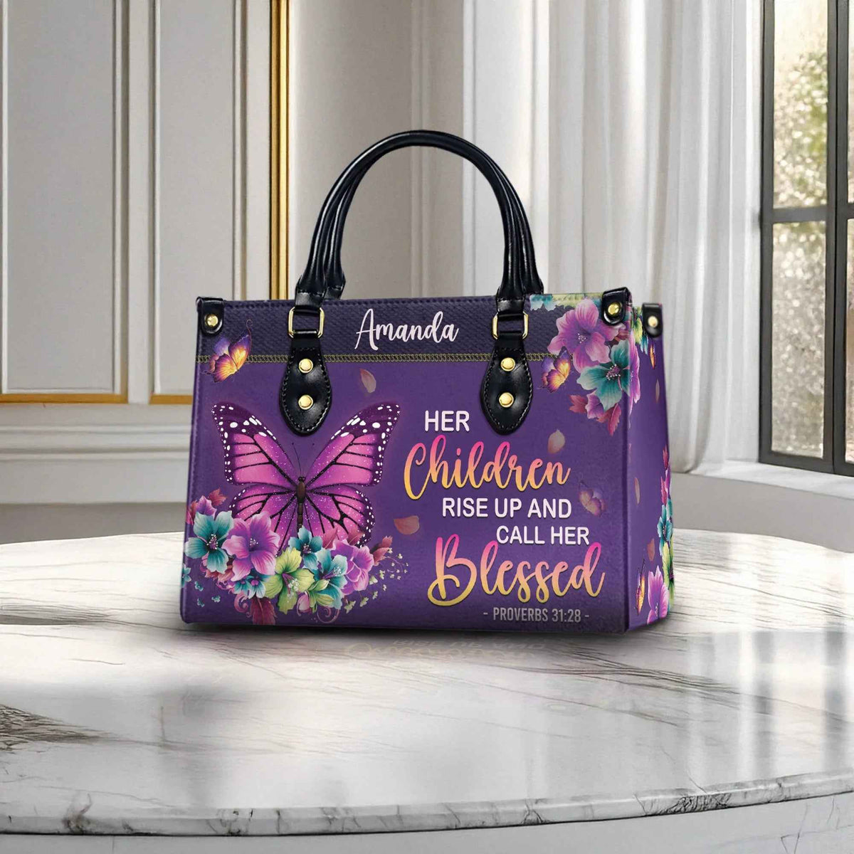 Her Children Rise Up and Call Her Blessed Personalized Christian Handbag