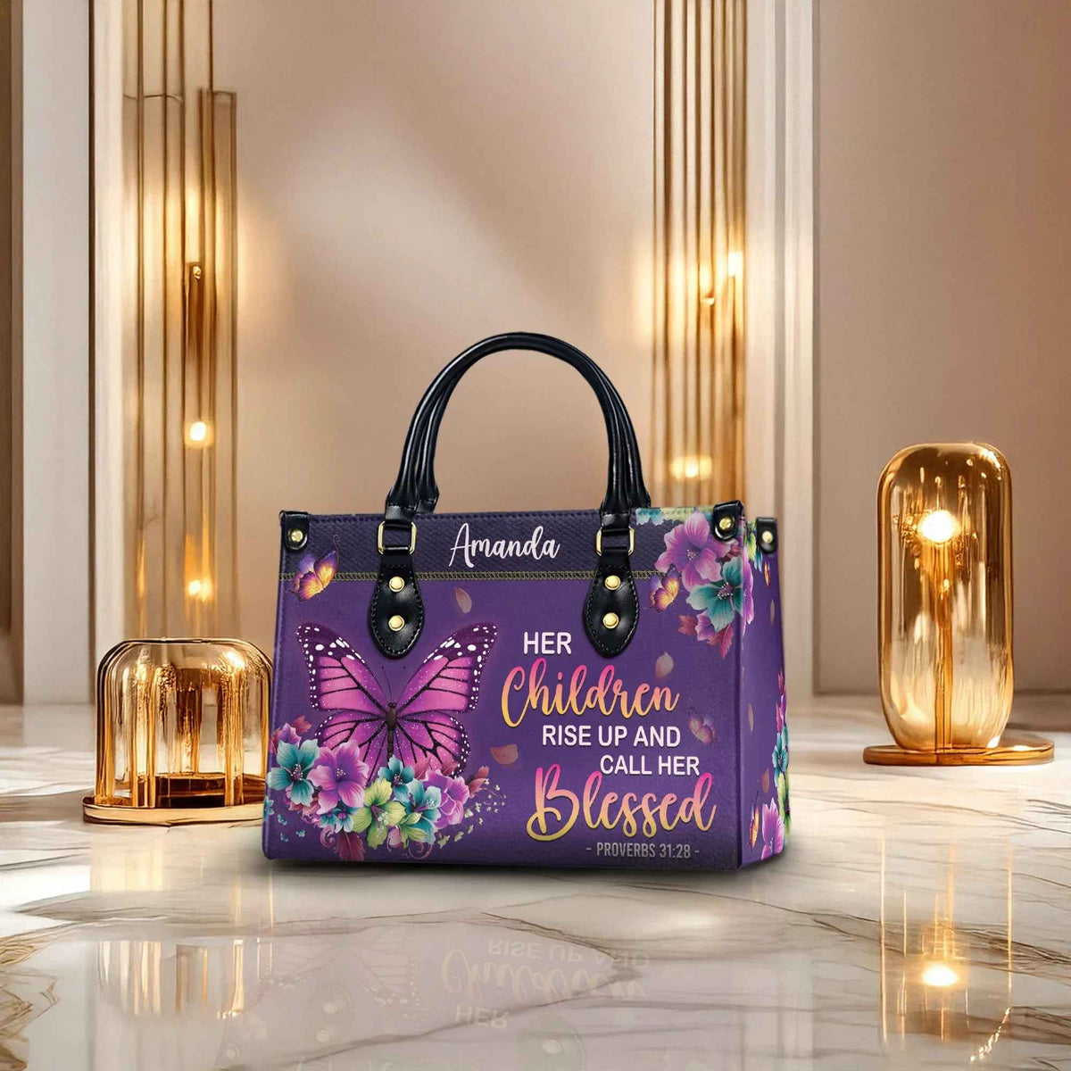 Her Children Rise Up and Call Her Blessed Personalized Christian Handbag