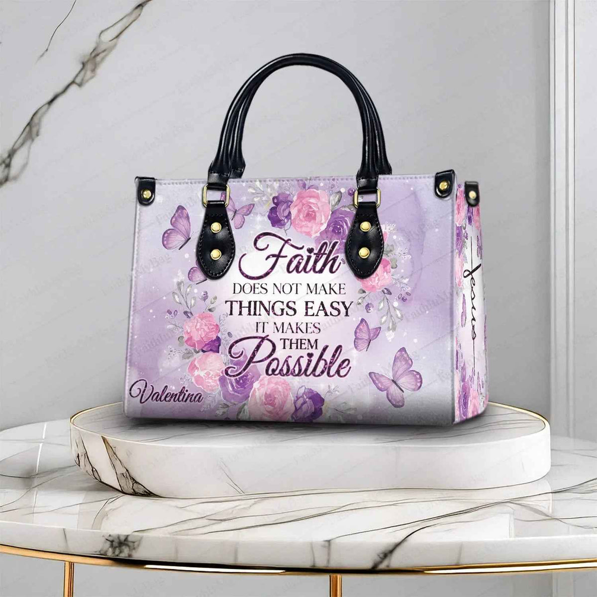 Butterfly Floral Personalized Christian Handbag