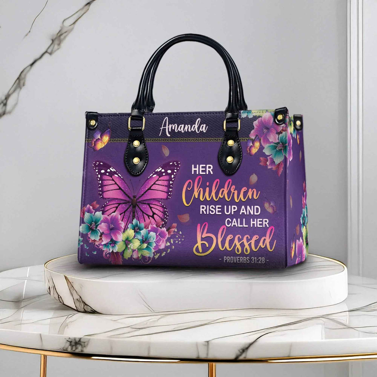 Her Children Rise Up and Call Her Blessed Personalized Christian Handbag