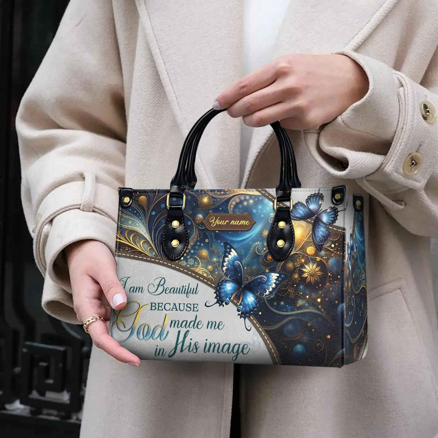 I Am Beautiful Because God Made Me in His Image Personalized Christian Handbag