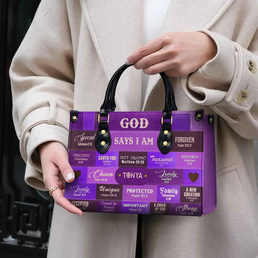 God Says I Am Personalized Christian Handbag