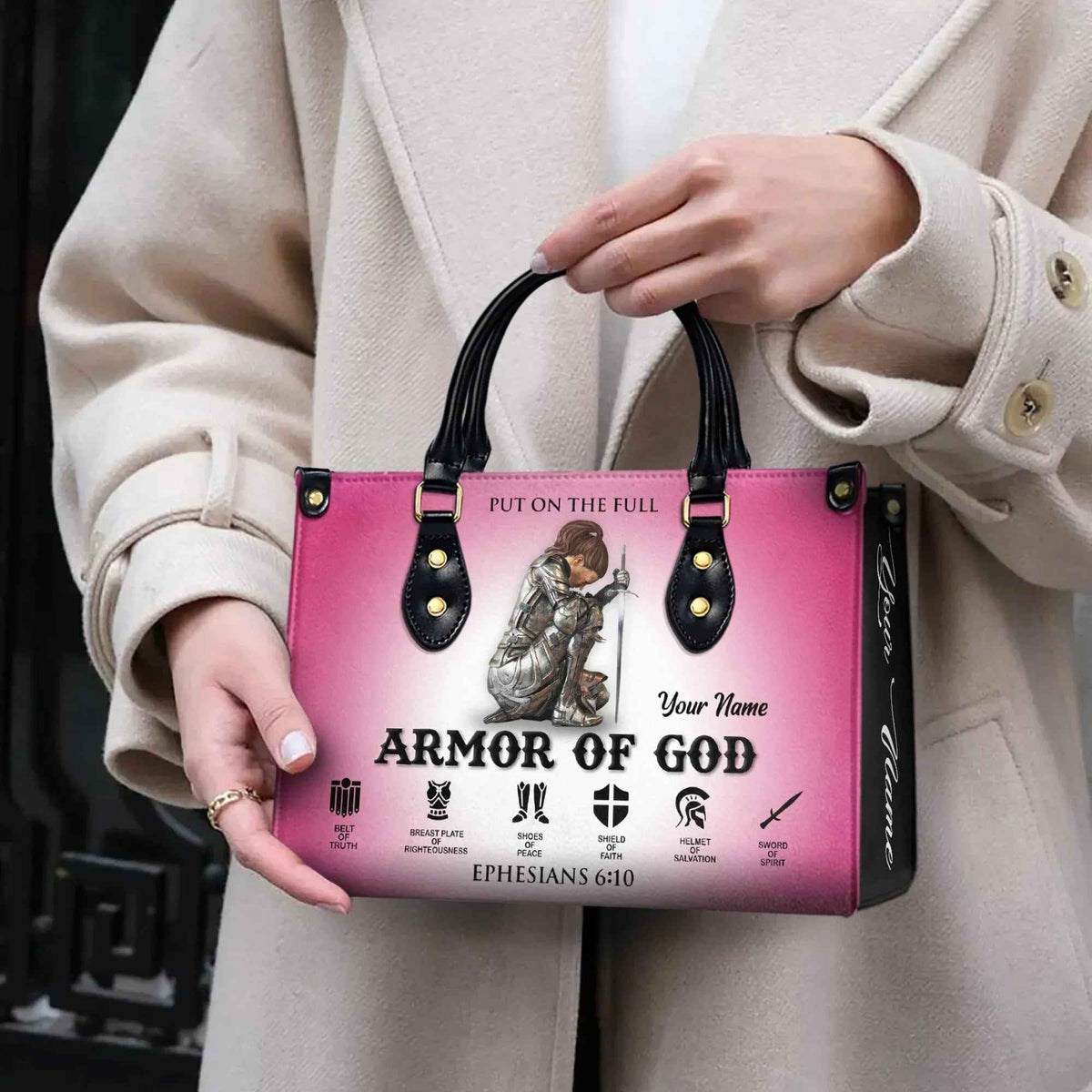 Put On the Full Armor of God Personalized Christian Handbag