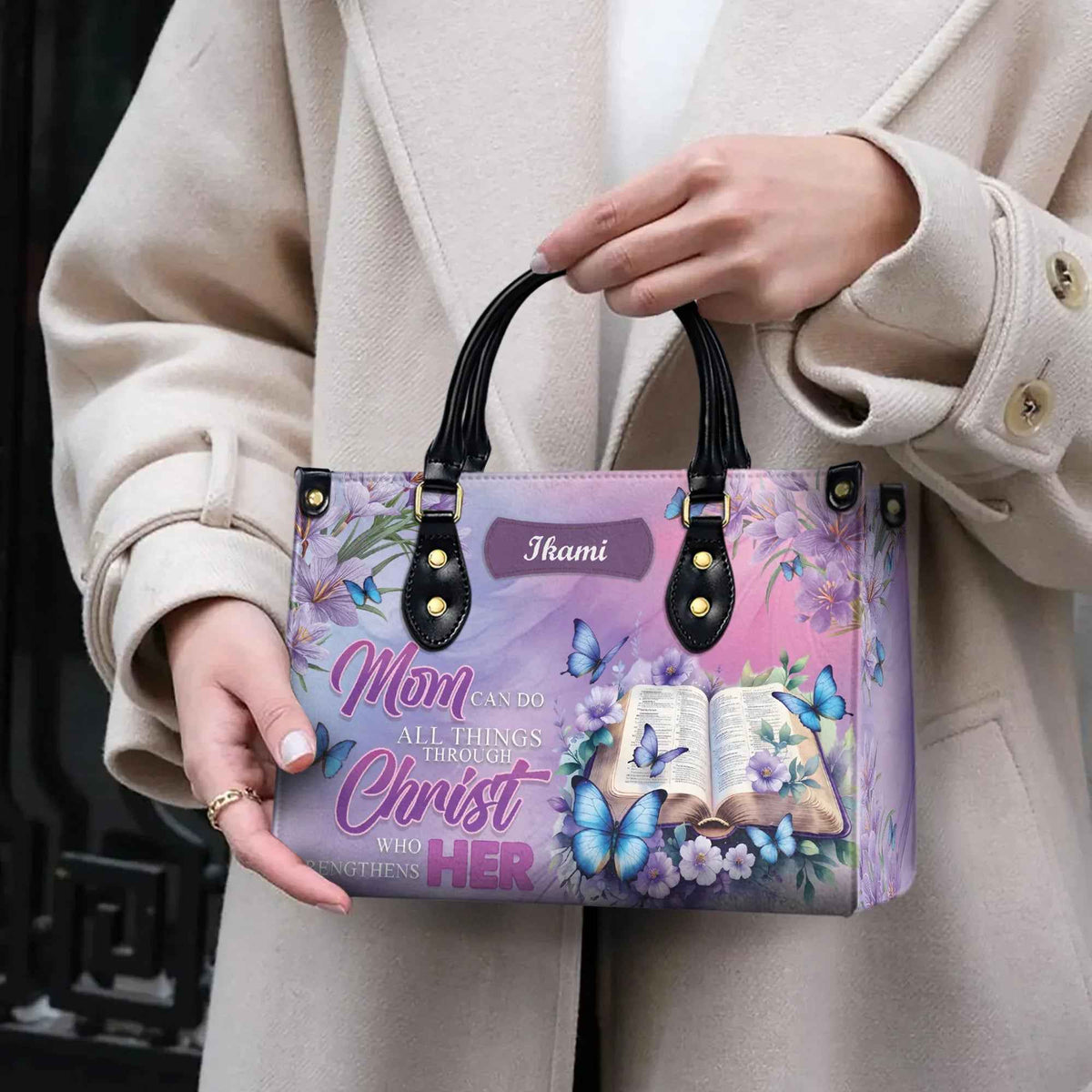 Mom Can Do All Things Through Christ Personalized Christian Handbag