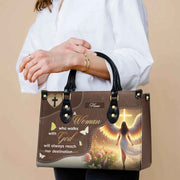 A Woman Who Walks with God Will Always Reach Her - Personalized Christian Handbag