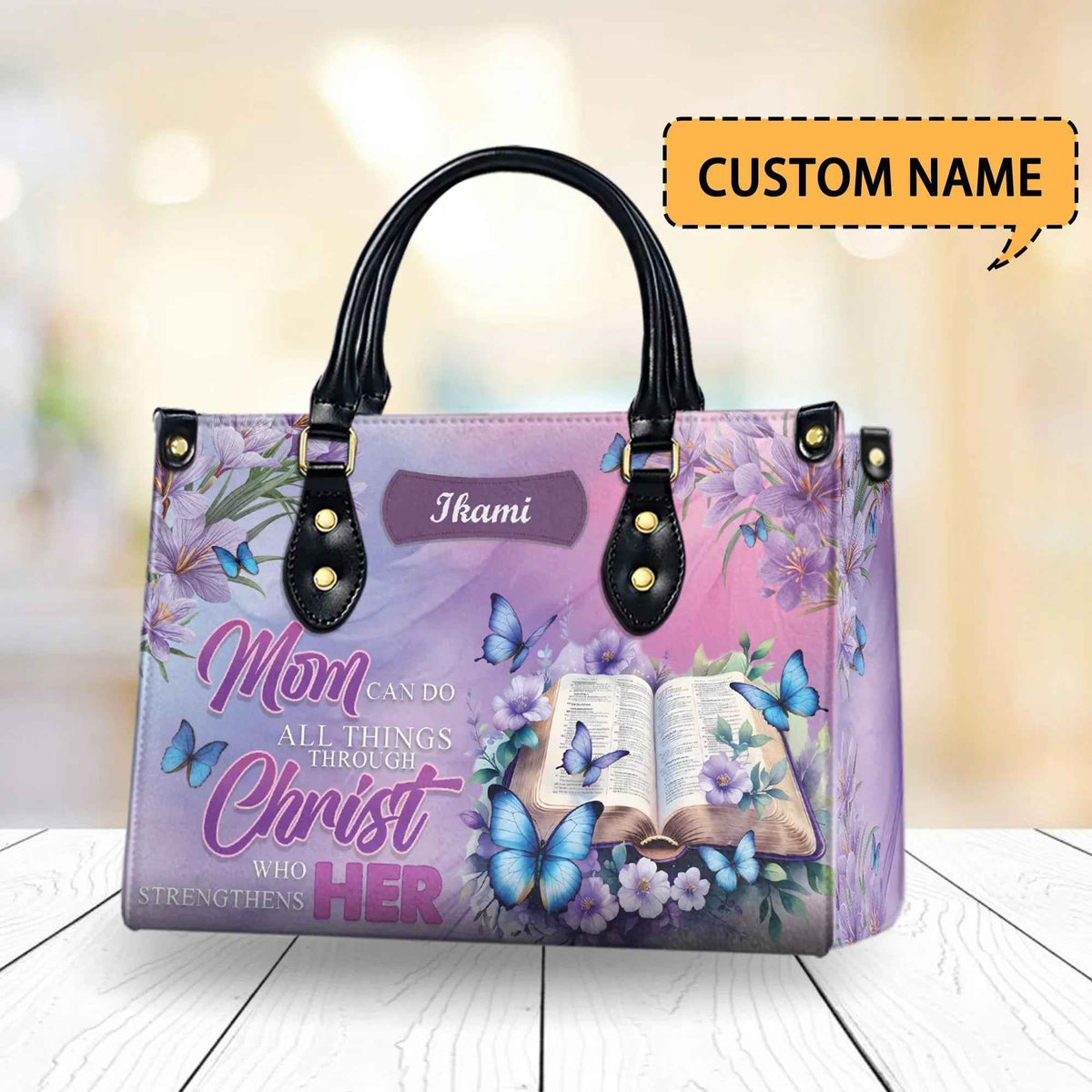 Mom Can Do All Things Through Christ Personalized Christian Handbag