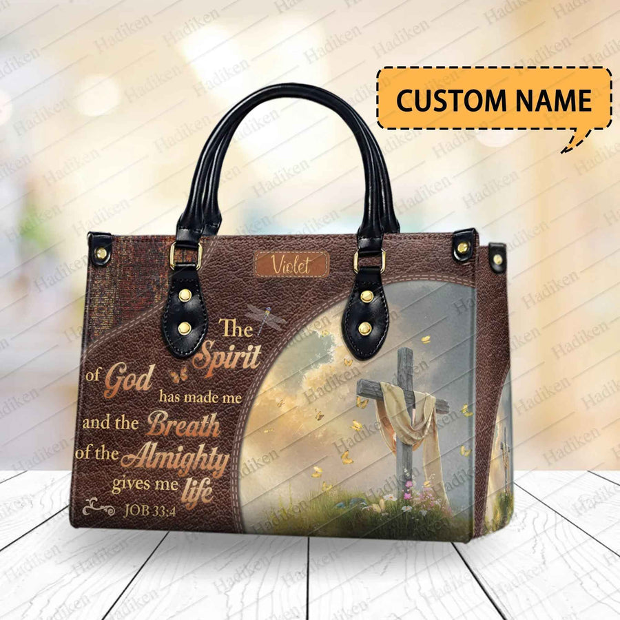 Name Job 33:4 Bible Verse Personalized Christian Handbag