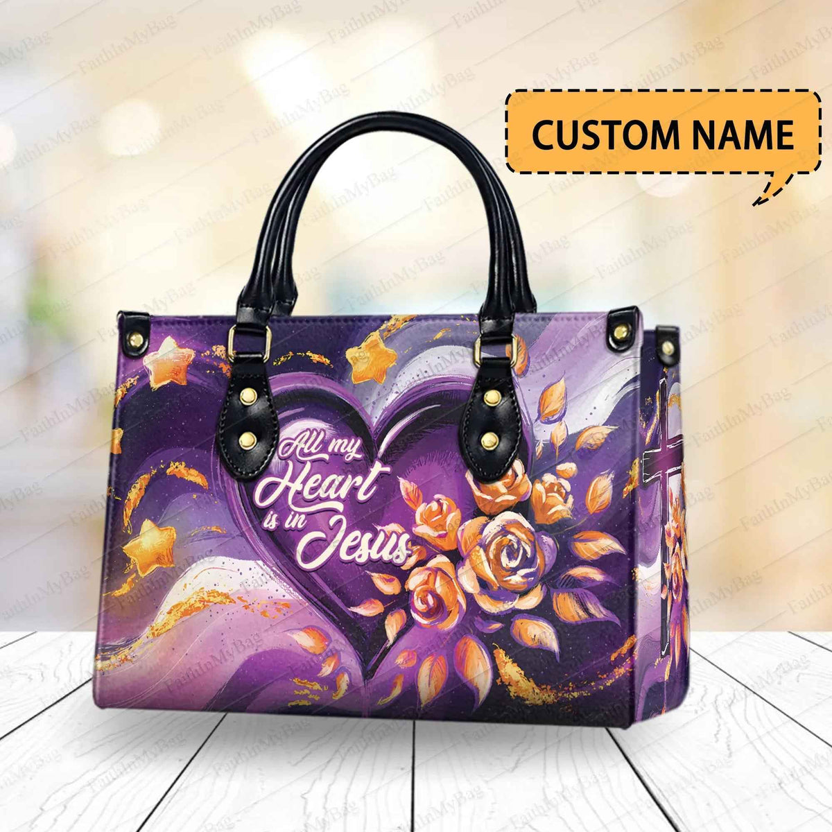 Hb130 with Bible Verse Let Your Faith Be Bigger Than Your Fear Floral Bag Copy