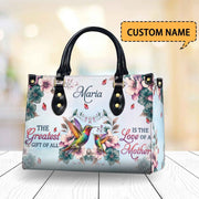 Hummingbird & Floral Design Personalized Christian Handbag