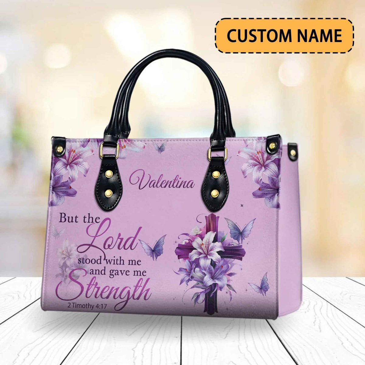 But the Lord Stood with Me Personalized Christian Handbag