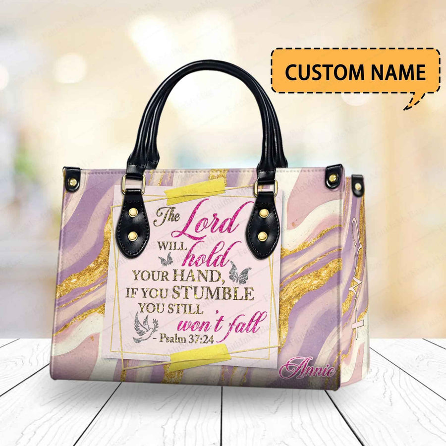 Lord Will Hold Your Hand Personalized Christian Handbag