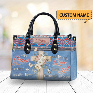 His Grace Carried Me - Personalized Christian Handbag