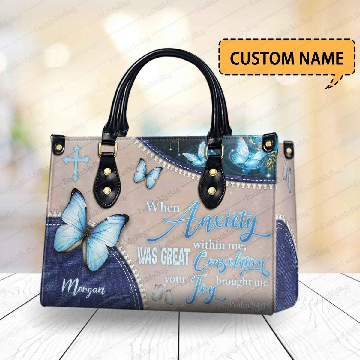 When Anxiety Was Great, Your Consolation Brought - Personalized Christian Handbag
