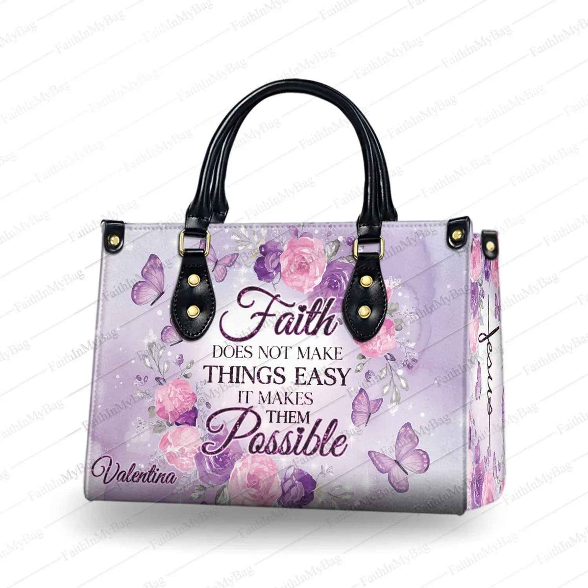 Butterfly Floral Personalized Christian Handbag