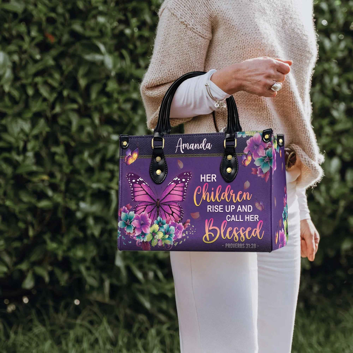 Her Children Rise Up and Call Her Blessed Personalized Christian Handbag
