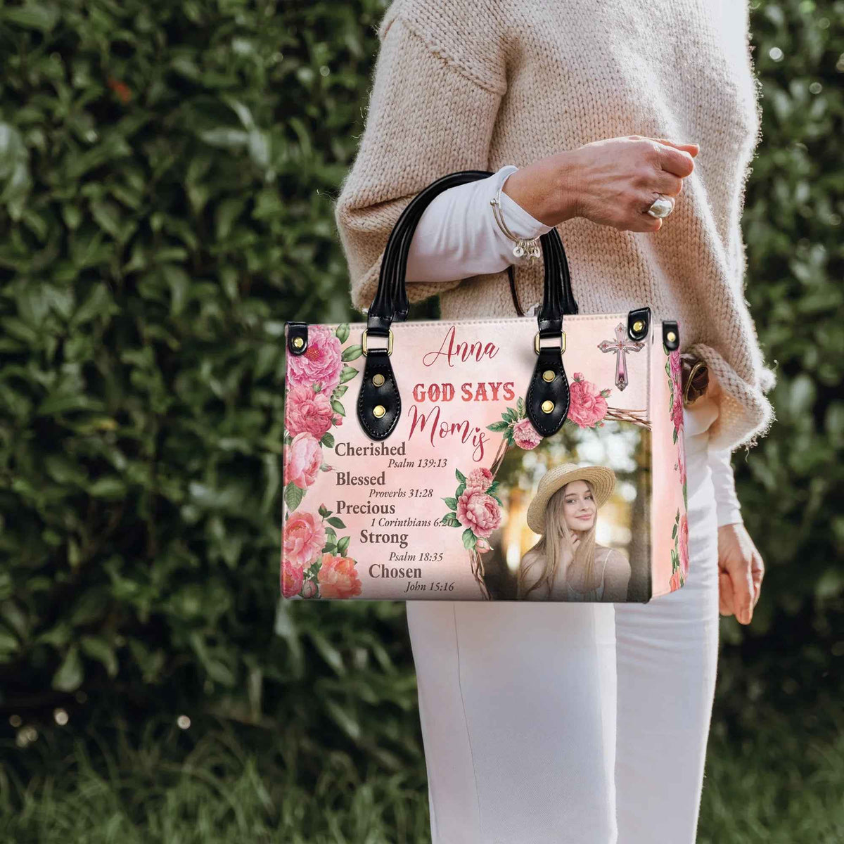 God Says Mom Personalized Christian Handbag