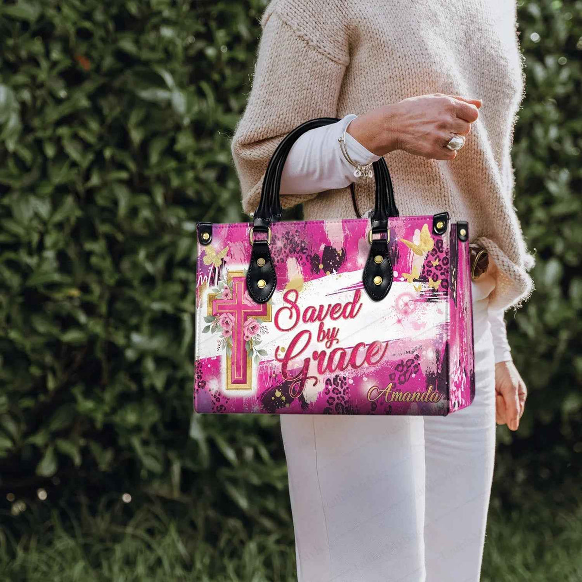 Saved by Grace Personalized Christian Handbag
