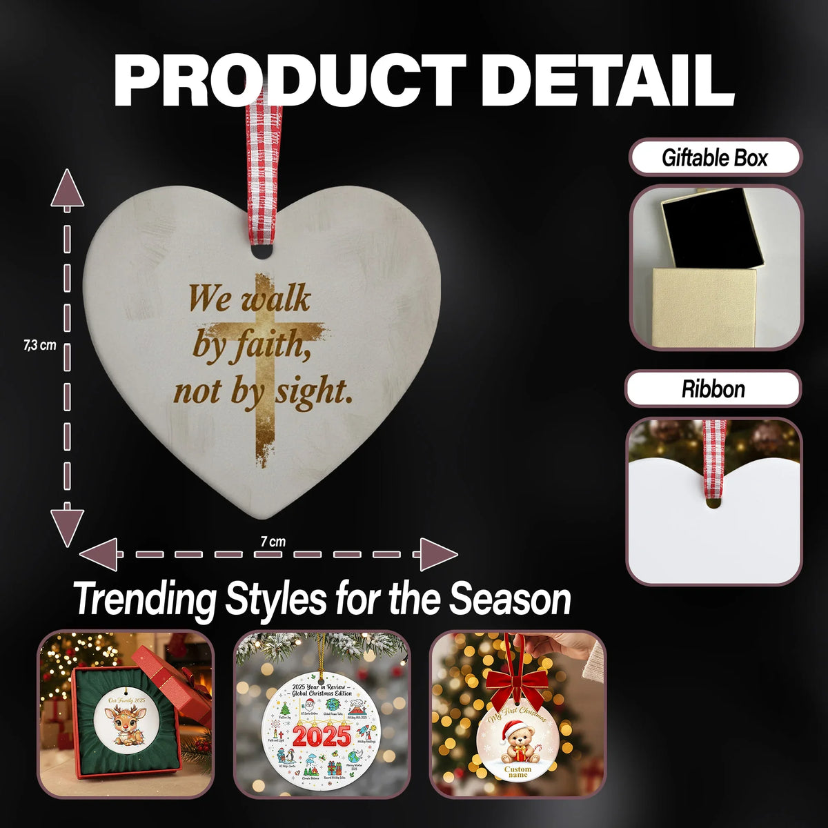 We Walk by - Christmas Ornament - Faith In My Bag is a brand operated by Gemini Clothing LLC