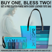 Uncover the sacred meaning of your name - Personalized Leather TOTE Bag Luxury – Free Clutch Purse Gift | CHRISTIANARTBAG