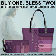 Uncover the sacred meaning of your name - Personalized Leather TOTE Bag Luxury – Free Clutch Purse Gift | CHRISTIANARTBAG