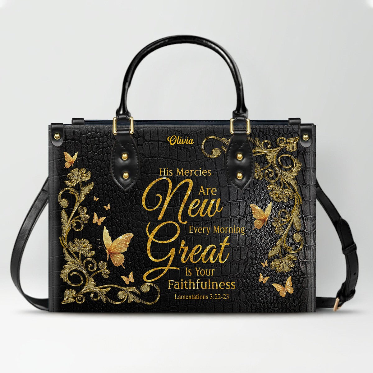 CHRISTIANARTBAG Handbags - His Mercies Are New Every Morning - Custom Bible Verses Name & Color - Personalized Leather Handbag - CABLTB01112925