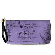 Personalized Christian Handbag - Custom Purple Leather Bible Verse Tote