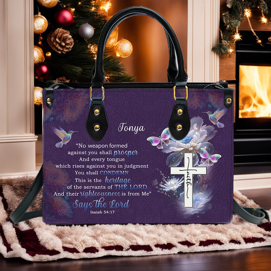Personalized Christian Handbag - Inspiring Leather Tote Bag