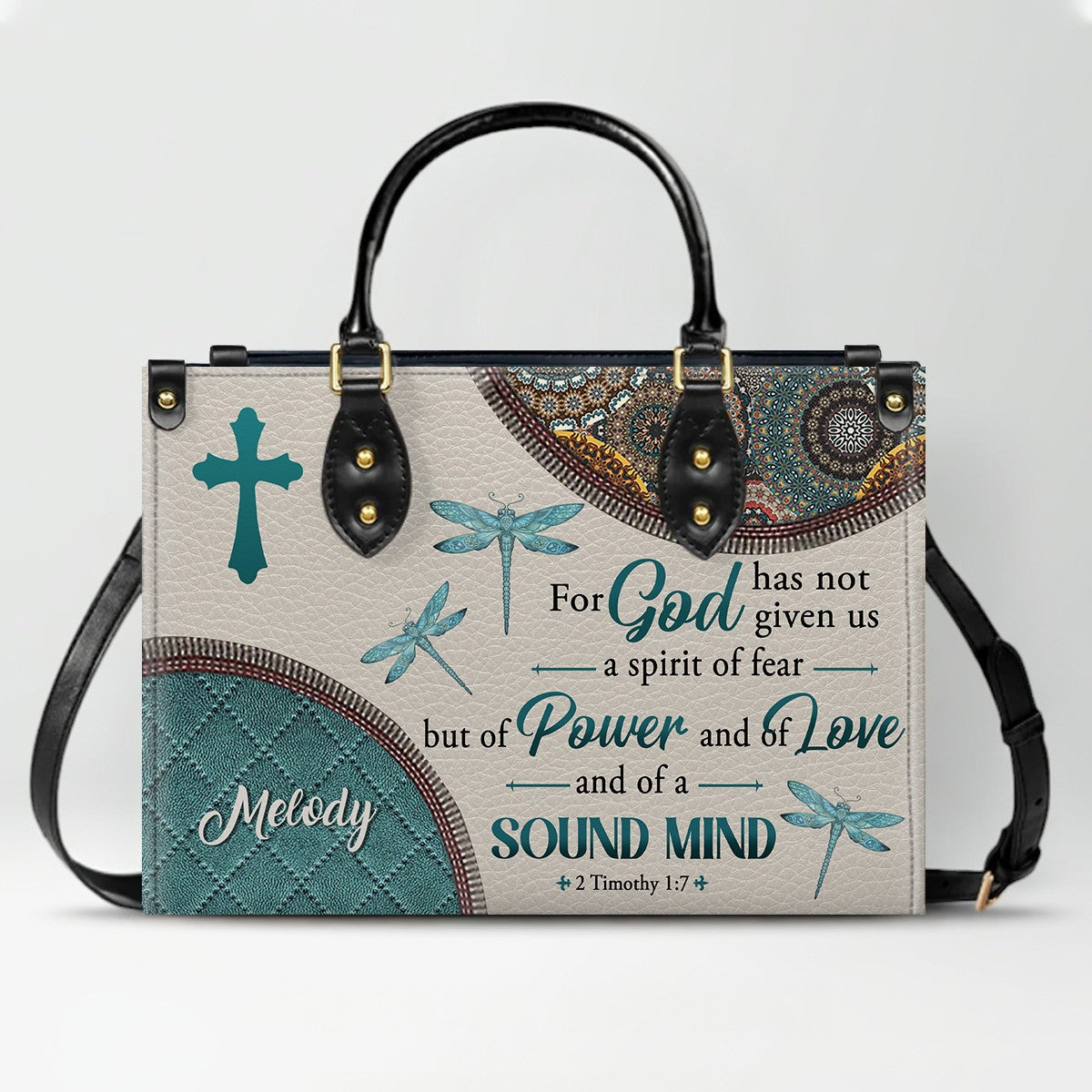 Christianart Designer Handbags, For God Has Not Given Us A Spirit Of Fear 2 Timothy 1 7 Dragonfly Mandala, Personalized Gifts, Gifts for Women.