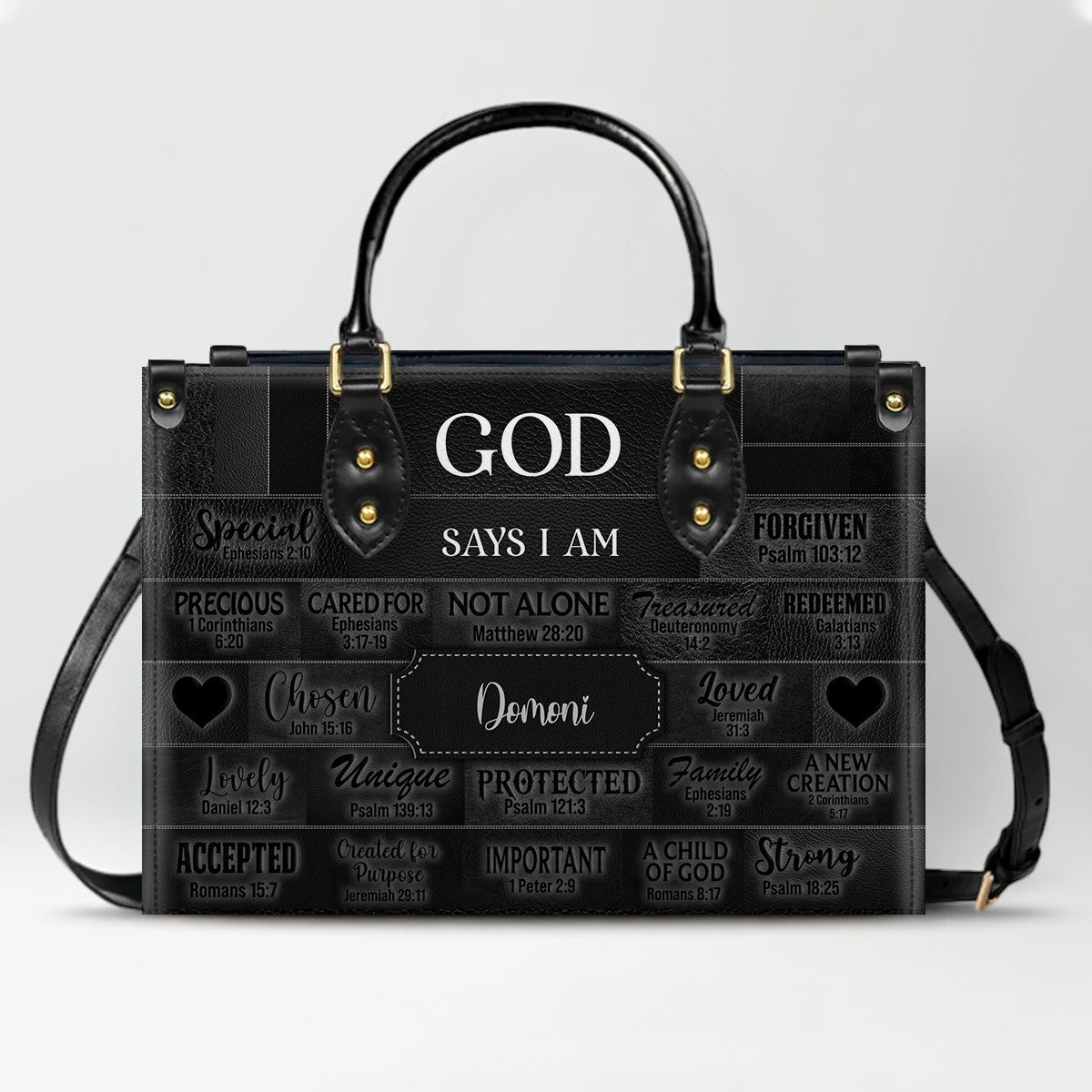 CHRISTIANARTBAG Personalized Faith Leather Tote - Custom Name Religious Leather Handbag - Christian Handbag.