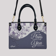 Christian Personalized Leather Handbag Flower for Women – Custom Name & Scripture | CHRISTIANARTBAG