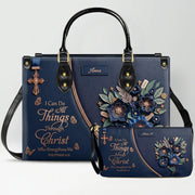Custom Name Christian Leather Handbag by CHRISTIANARTBAG | I Can Do All Things Shoulder Bag, Religious Floral Gift for Her CAB01070126