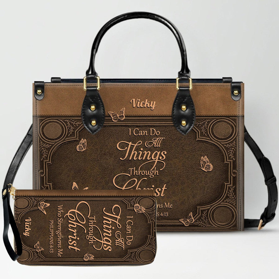 Custom Scripture Leather Tote & Wallet Set | Personalized Faith Gifts by CHRISTIANARTBAG CAB01050226