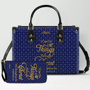 Personalized Leather Handbag for Women – “I Can Do All Things Through Christ” Philippians 4:13 | Christian Gift for Mom | CHRISTIANARTBAG CAB31626