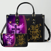 Personalized Christian Leather Handbag by CHRISTIANARTBAG - Custom Bible Verse Cross & Wings Design - Faith-Based Gift for Women CAB0141726