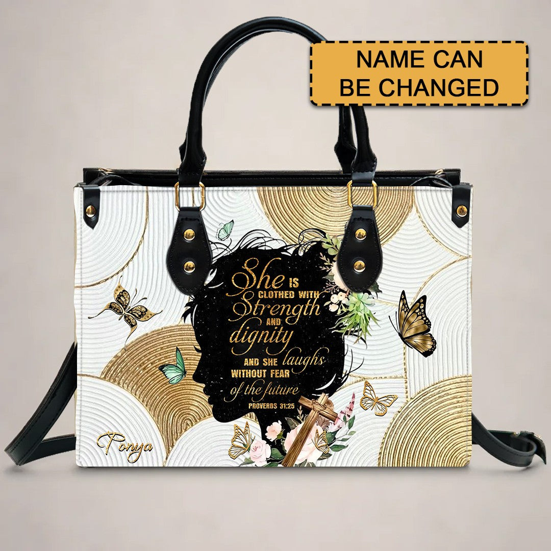Clothed in Strength and Dignity - Personalized Christian Handbag - Faith In My Bag is a brand operated by Gemini Clothing LLC
