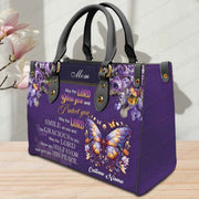 Mom with Bible Verse and Butterfly Purple Pu Leather Meaningful Faith for Mother